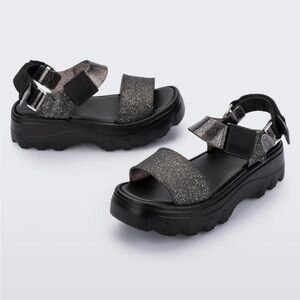 Black Glittery Y2K Sandals - NEW in box